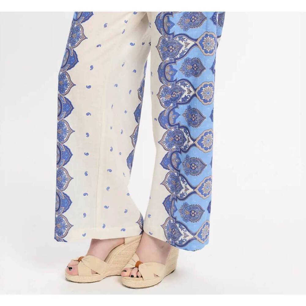 NEW MISS JUNE PARIS tais boho pant in blue paisley print